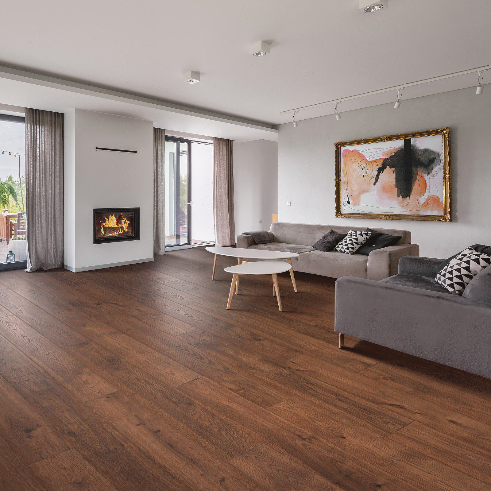 Living room laminate flooring | JR Floors and Window Coverings